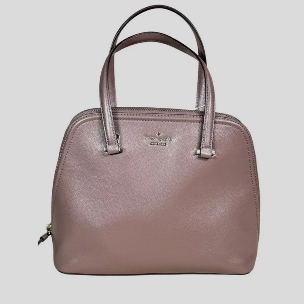 Kate Spade New York Mauve Taupe Leather Dome Satchel Handbag WKRU5897